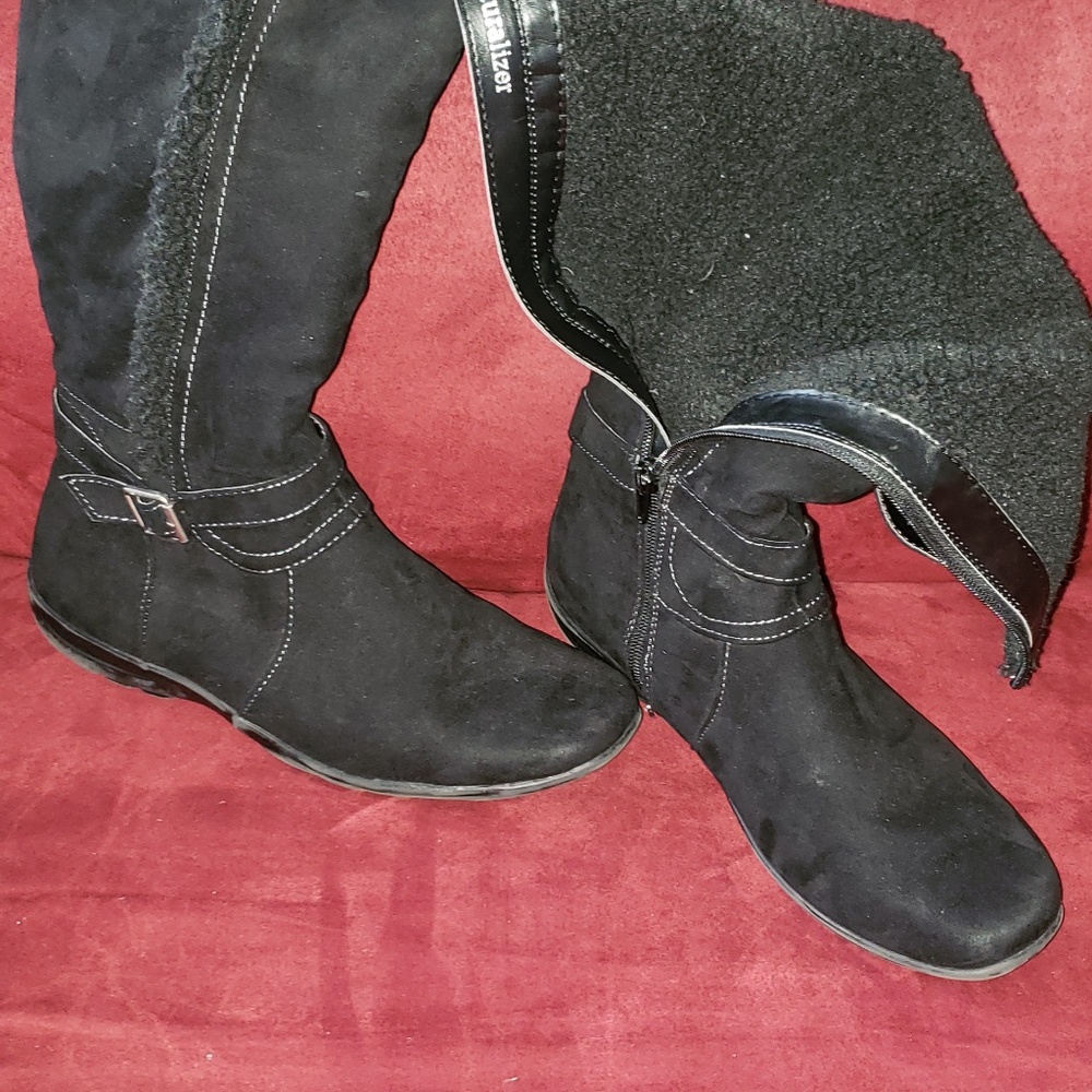 Black suede boots